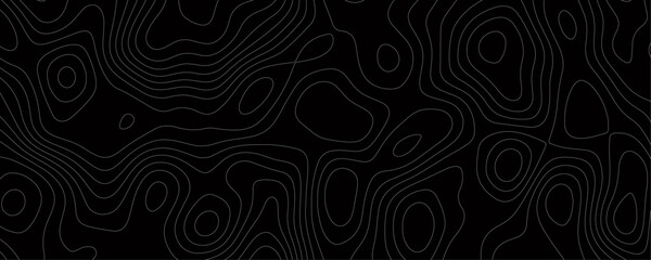 Abstract Black Topographic Map Design with Contour Lines and Grid Patterns for a Geometric Mountain Adventure Illustration
