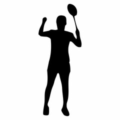 silhouettes of people playing badminton