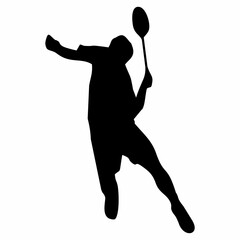 silhouettes of people playing badminton