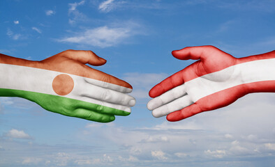 Austria and Niger country handshaking with flags, consensus concept international co-operation illustration