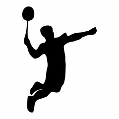 silhouettes of people playing badminton