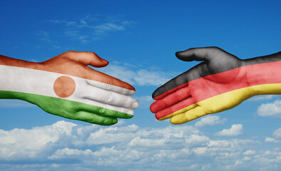 Germany and Niger country handshaking with flags, consensus concept international co-operation illustration