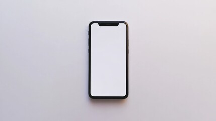 A modern smartphone with a blank white screen, isolated on a white background, ideal for app mockups, mobile tech concepts, or product presentations.