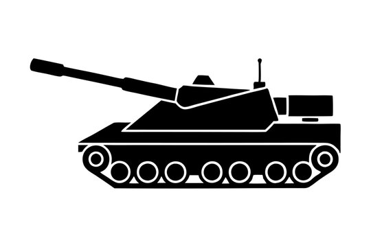 black tank silhouette, military vehicle, side view clip art preview
