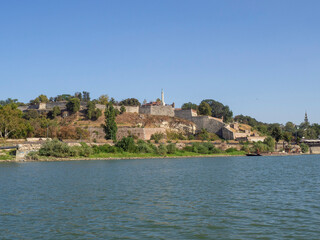 Europe, Serbia, Belgrade, Old Kalemegdan fortress of Belgrade on the rivers Sava and Danube, New Belgrade