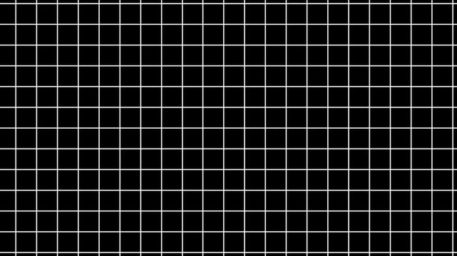 Square grid black paper 4k video background, white checkered paper sheet texture motion animation. Notebook page, memo, diary sheet template backdrop video