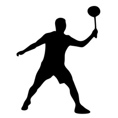 silhouettes of people playing badminton