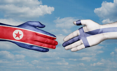 Finland and North Korea country handshaking with flags, consensus concept international co-operation illustration