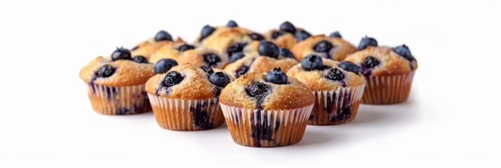 Blueberry fruit and muffin cupcake isolated over white background