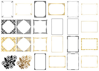 オーナメントフレーム、エレガント、ビンテージ、モダン、フローラル、幾何学、デコレーションのセット10