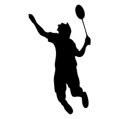 silhouettes of people playing badminton