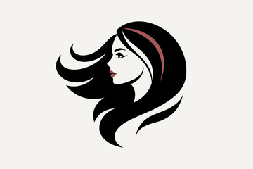  Vector template abstract logo for woman salons and shops.. Portrait of a girl. silhouette black, vector illustration 