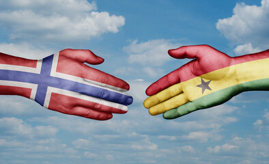 Ghana and Norway country handshaking with flags, consensus concept international co-operation illustration