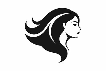  Vector template abstract logo for woman salons and shops.. Portrait of a girl. silhouette black, vector illustration 