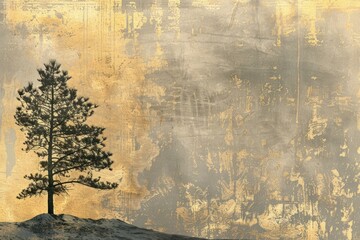 Pine tree blackboard painting conifer.