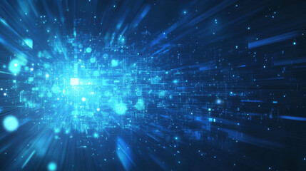 Fototapeta premium An abstract blue technology background vector design in EPS 10 format, featuring sleek lines, smooth gradients, and geometric shapes. The design creates a modern, tech-inspired atmosphere, ideal for c