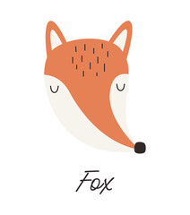 Forest animal portrait. Beautiful fox vector illustration.