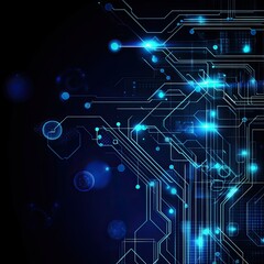 A futuristic digital background featuring glowing circuits and interconnected lines that embody technology and innovation.