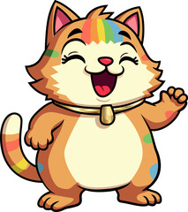 Rainbow Fat Cat fun cartoon mascot