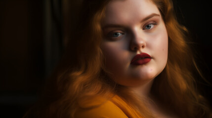 Fototapeta premium Closeup portrait of a young woman plus size model