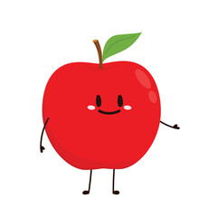 Apple cartoon. Happy apple fruit cute character mascot vector design.