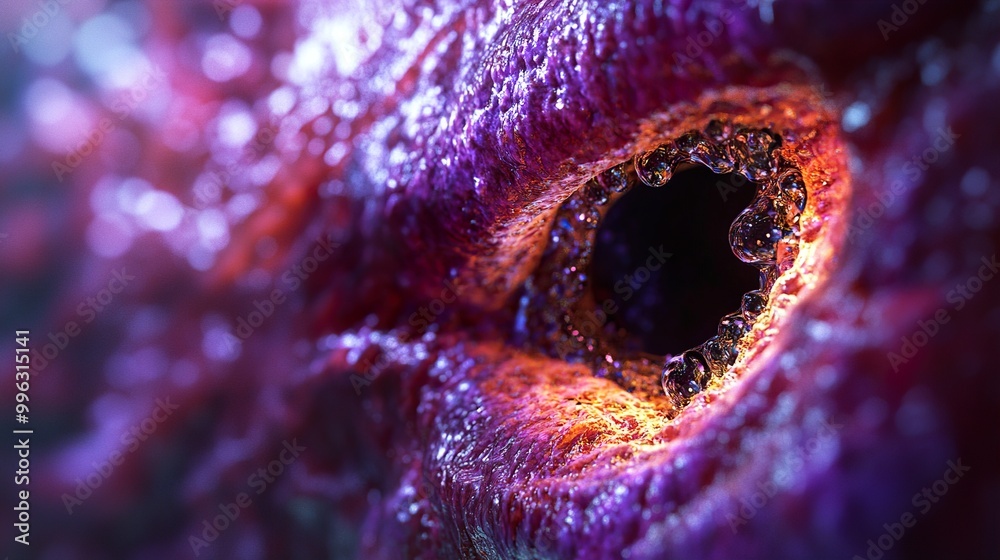 Canvas Prints close-up of a glowing cell with bubbles