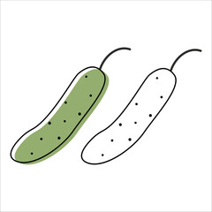 icons, vegetables. cucumber. linear art. healthy food