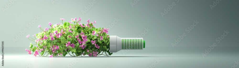 Wall mural Green Energy Concept with Flowers.