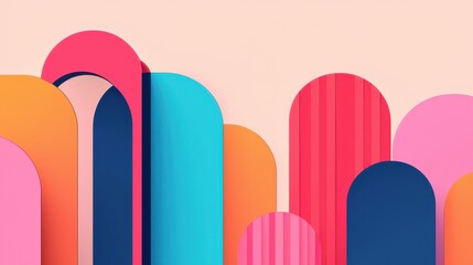 Minimal abstract shapes, soft gradients, flat design illustration