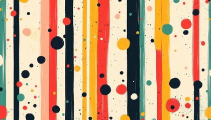 Colorful crayon stripes and dots, abstract pattern, flat design illustration