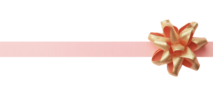 Colorful realistic textile pink textile bow and ribbon isolated and cut on transparent background. Holiday gift bow, for decoration, birthday, Christmas, gift promotion