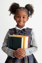 Fototapeta premium Smiling girl holding books