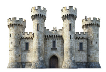 Ancient stone castle with towering battlements and fortified walls