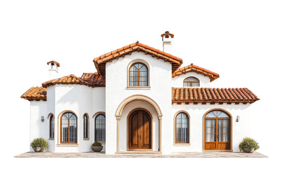 Mediterranean villa with white stucco walls and terracotta roof
