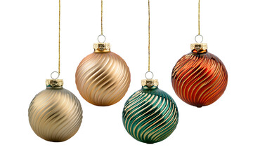 Drape metallic Christmas balls on a transparent background