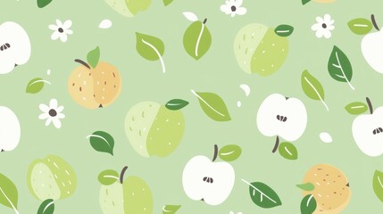 Seamless repetitive pattern background of fresh ripe apple for fabric design