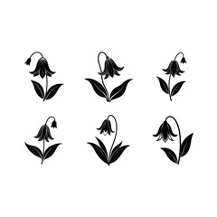 Stunning bluebell flower vector and line art design for digital graphics.