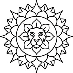 Mandala Lion Vector Art for Kids and Adults Coloring Book
