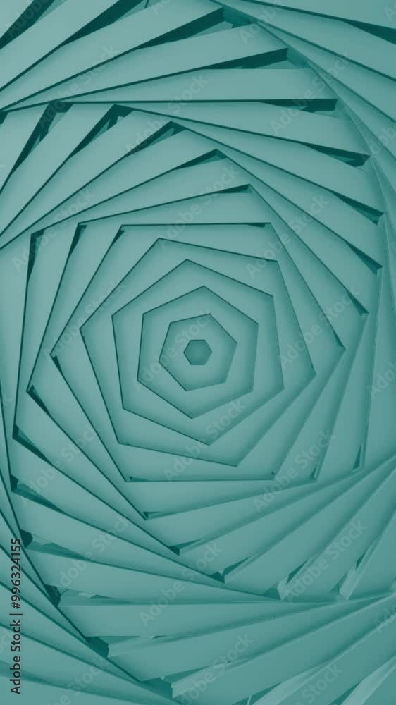 Poster hypnotic turning colorful spiral, seamless loop. design. spinning hexagonal objects creating effect 