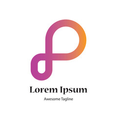 P letter initial logo design icon
