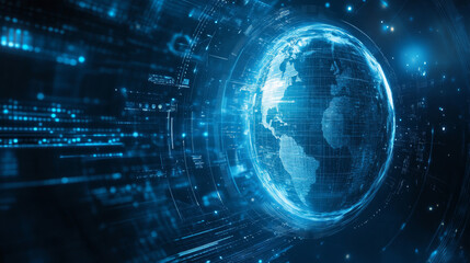 Obraz premium Innovation, ideas, and technological solutions concept. A light bulb formed from a dot circuit board against a dark blue background. An abstract representation of cyber and digital advancements. Busin