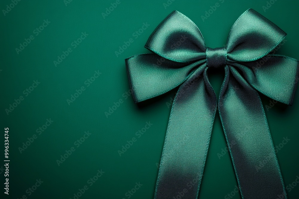 Poster Green ribbon on green background, concept of different ribbons