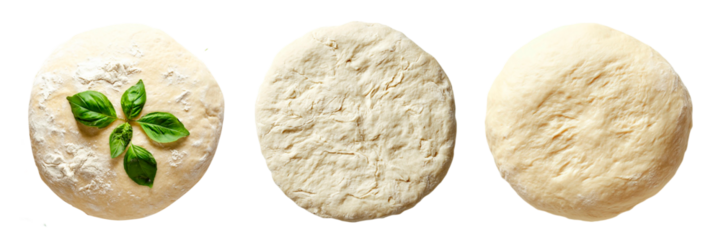 Set of dough png. Dough for pizza, bread, semi-finished products and other dishes. Preparation for bakery products png.