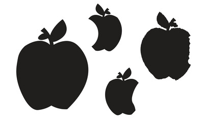 set of apples, Silhouette apple vector collection illustration isolated on white artboard
