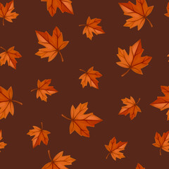 Autumn Breeze: Seamless Pattern of Hand-Painted Maple Leaves in Warm, Earthy Tones. Perfect for Fall-Themed Designs, Fabric, Packaging, and Home Décor with a Cozy, Seasonal Aesthetic