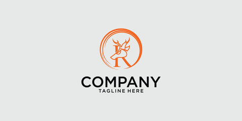 Obraz premium Creative deer logo design with combination letter premium vector