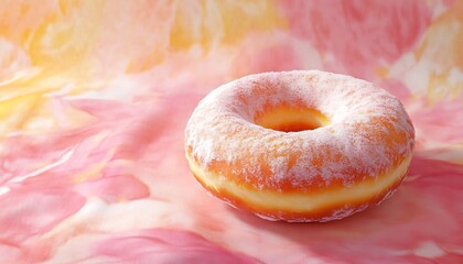 Obraz premium Sugary Donut on a Pink and Yellow Background