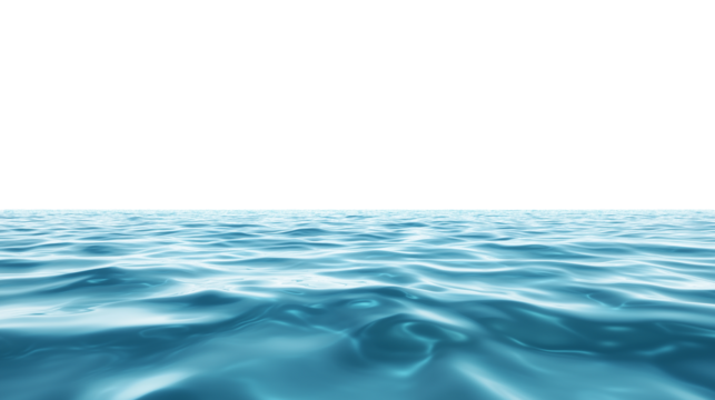 calm blue ea ocean water isolated on transparent background