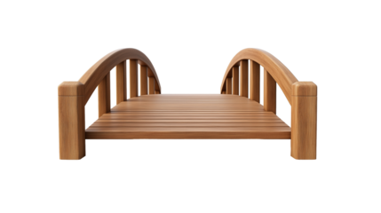 Wooden arc bridge isolated on transparent background