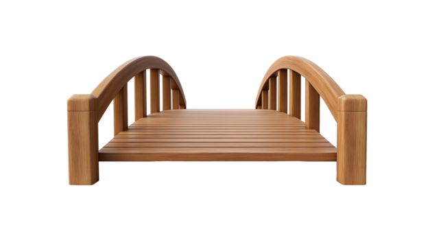 Wooden arc bridge isolated on transparent background